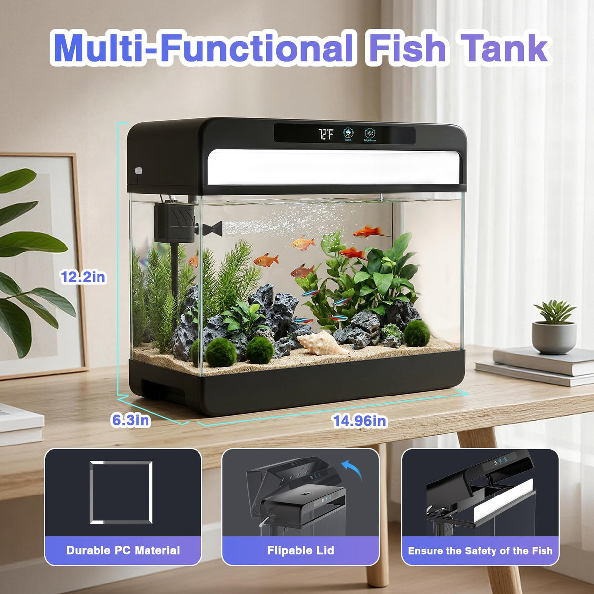 3 Gallon Black Aquarium Starter Kit U878