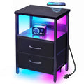 Black Smart Nightstand with Wireless Charging S8016