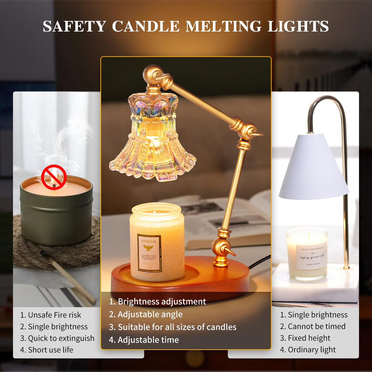 Adjustable Dimmable Electric Candle Warmer Lamp with Timer S798649