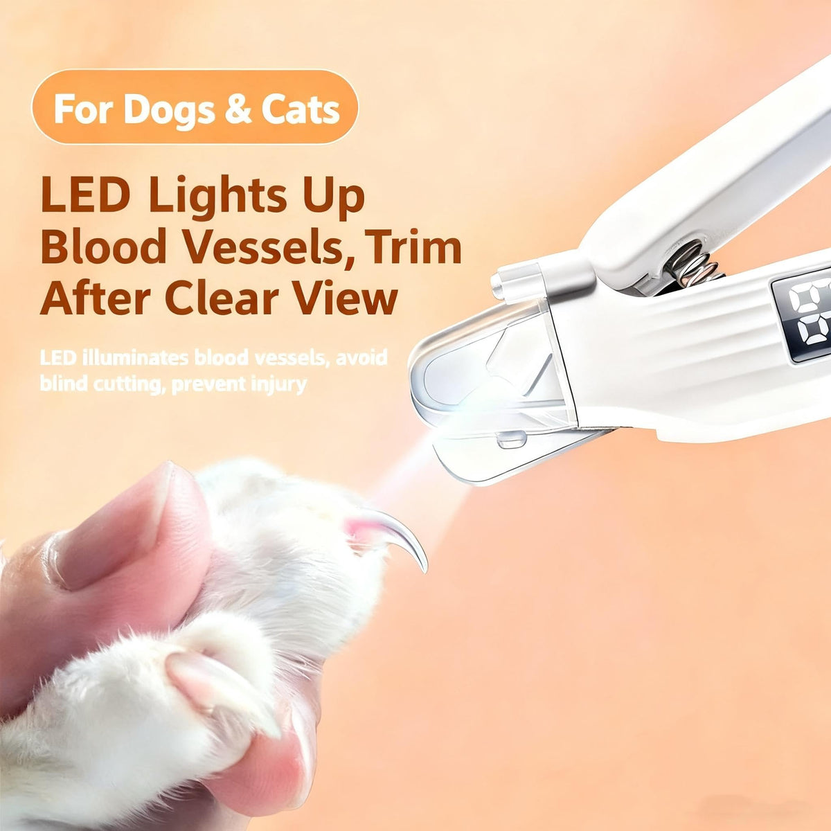 2-in-1 Dog Cat Nail Clipper Grinder with LED Light B681223