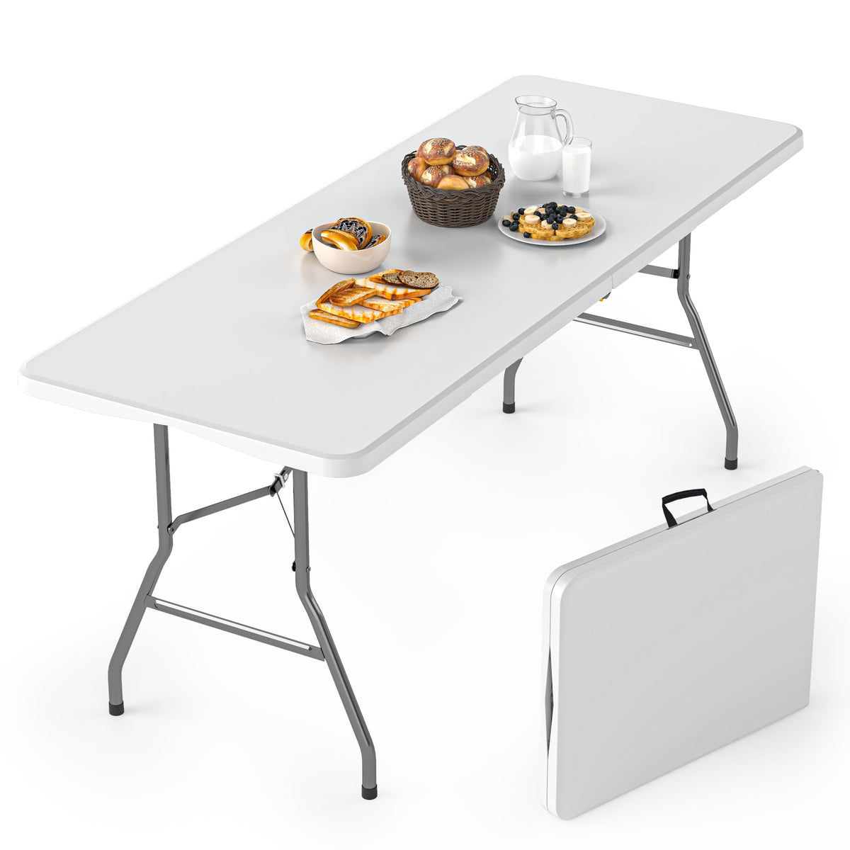 6FT White Folding Table E407