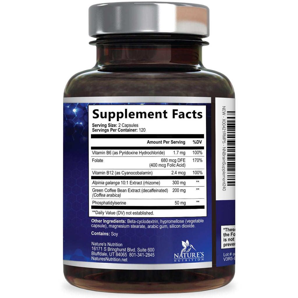 Brain Memory Supplement Pills 240 Capsules J7297