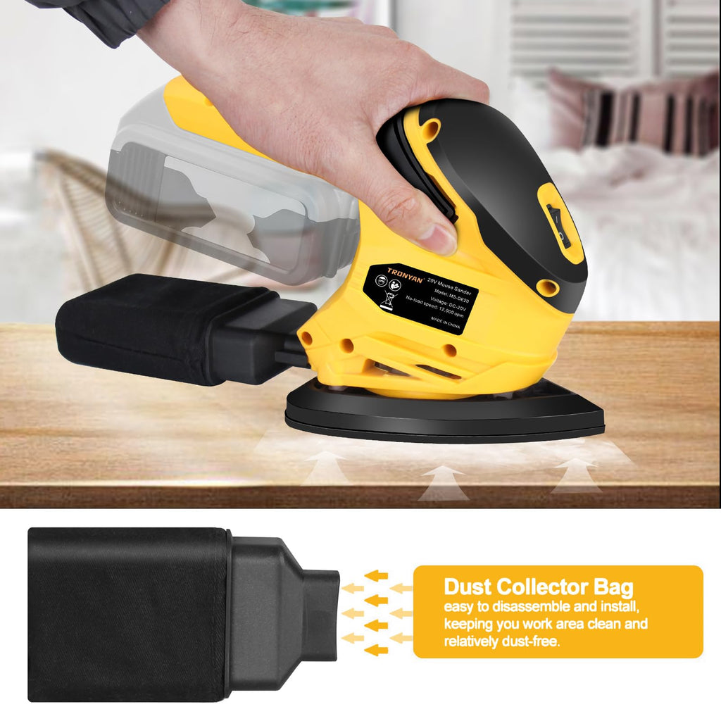 Cordless Detail Sander, 12,000 OPM, 10Pcs Sandpapers, Dust Bag Q166357