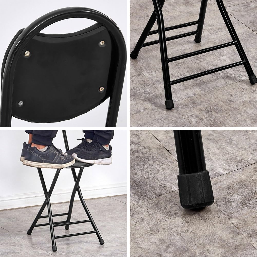 Black 18 Inch Folding Bar Stool with Backrest N973036