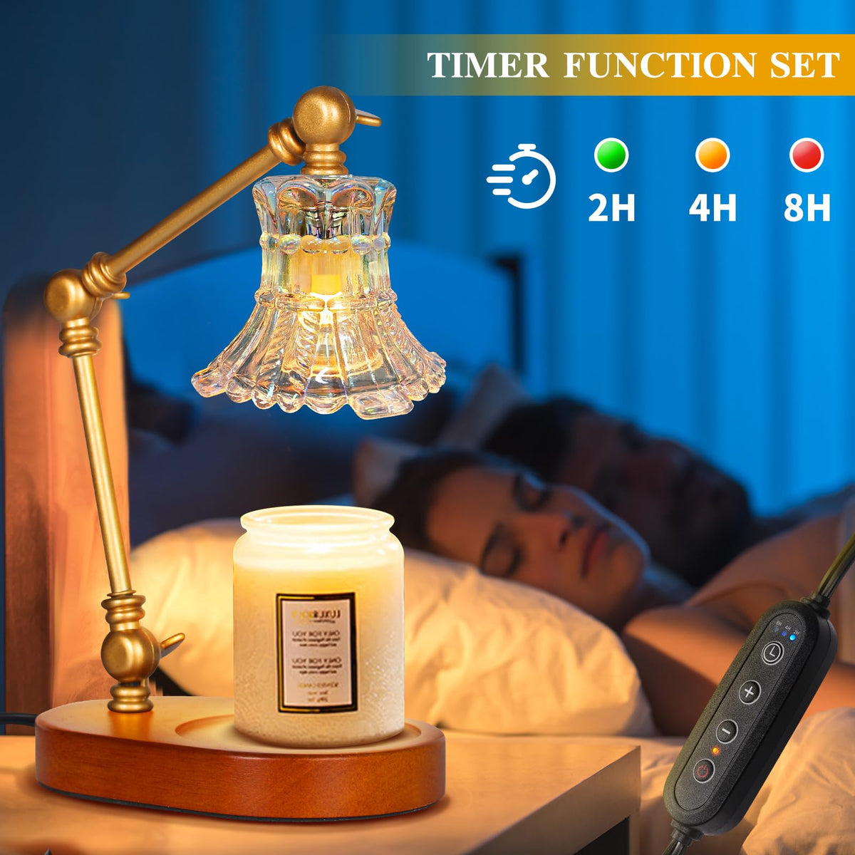 Adjustable Dimmable Electric Candle Warmer Lamp with Timer S798649
