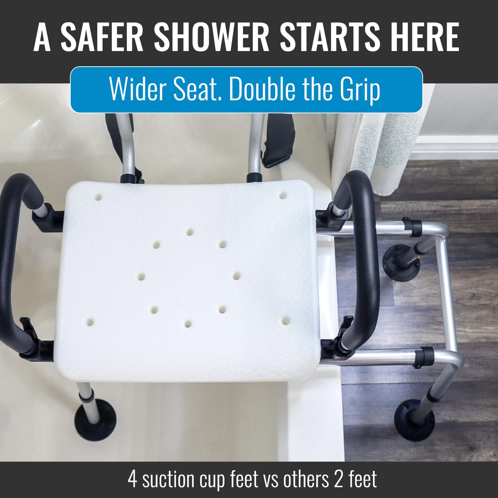 Extra-Wide 360lb Capacity Non-Slip Padded Shower Chair & Transfer Bench M511