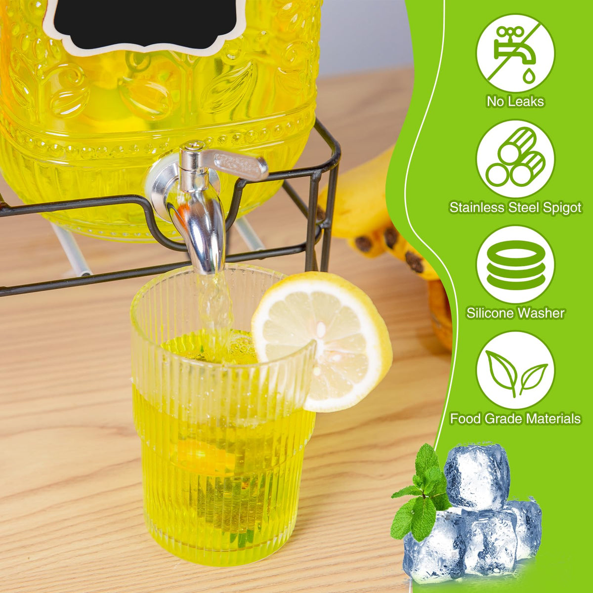 2-Pack 1 Gallon Glass Drink Dispensers with Spigot Q167258