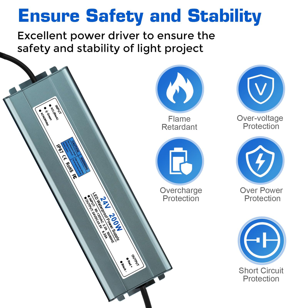 24V 200W IP67 Waterproof LED Power Supply N3233