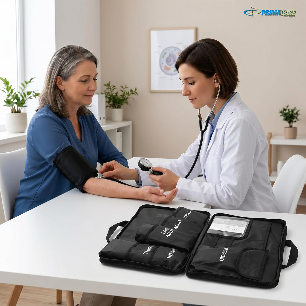 Aneroid Sphygmomanometer and Blood Pressure Cuff Set with 5 Sized Nylon Cuffs G8403