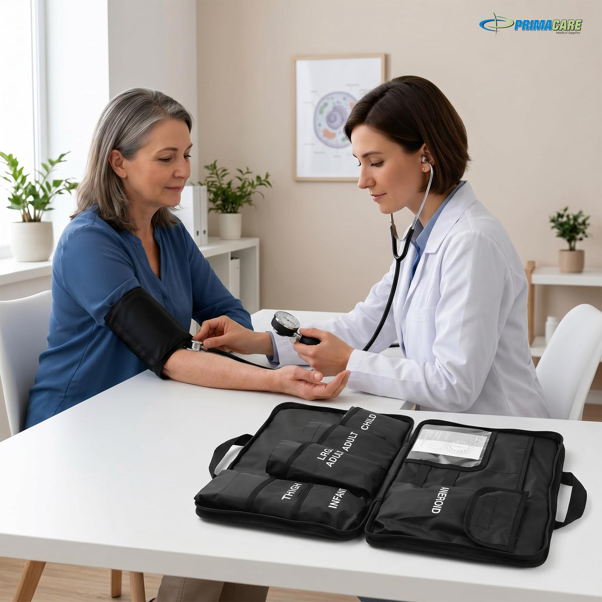 Aneroid Sphygmomanometer and Blood Pressure Cuff Set with 5 Sized Nylon Cuffs G8403