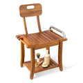 Teak Shower Bench with Handles and Backrest C4552