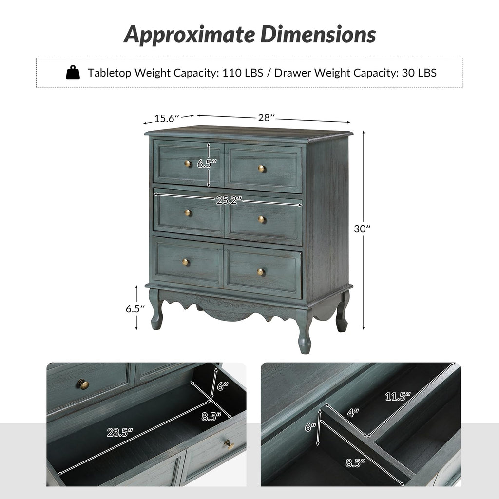 Blue 3-Drawer Nightstand with Charging Station W18264