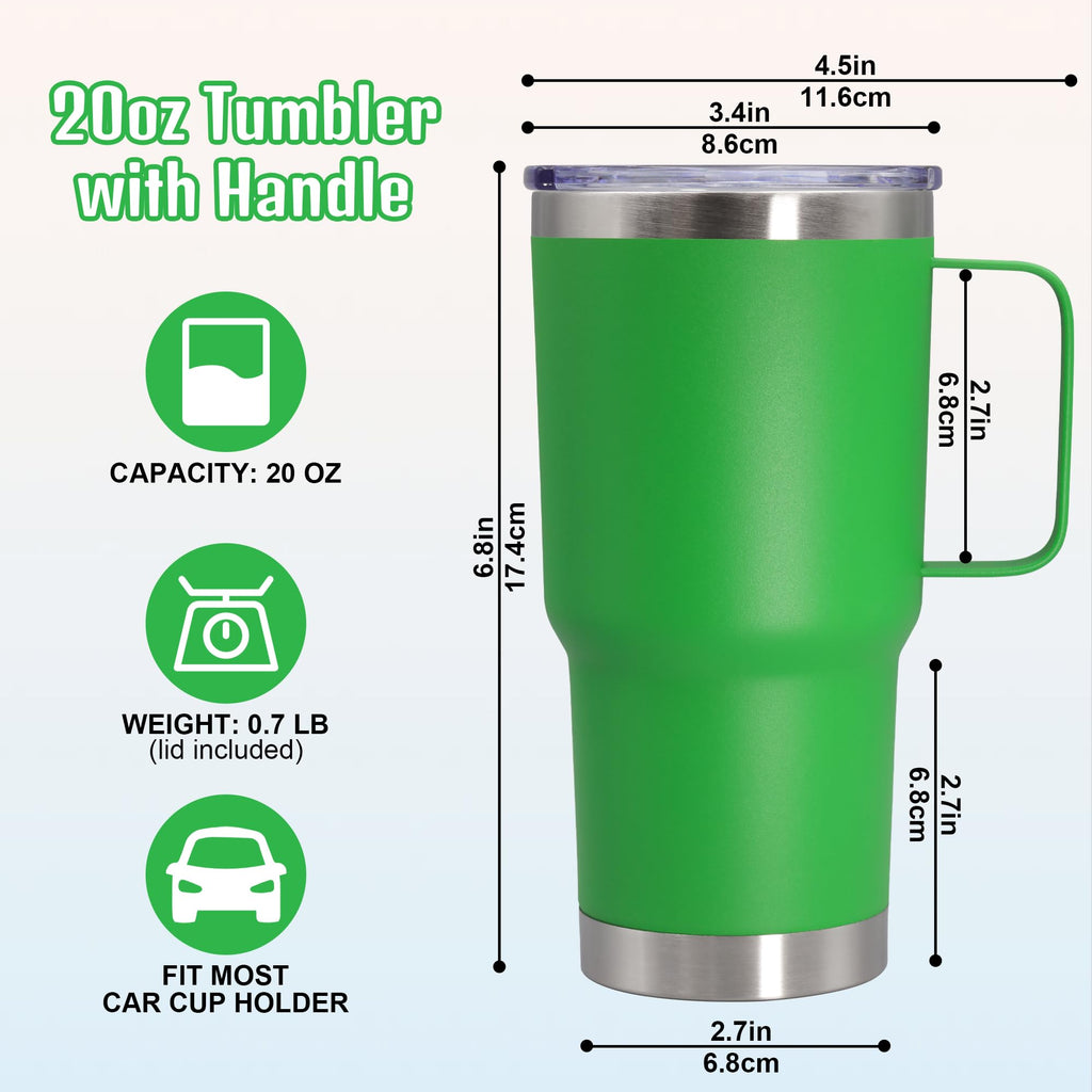 20 oz Insulated Tumbler with Handle and Lid Green L1384