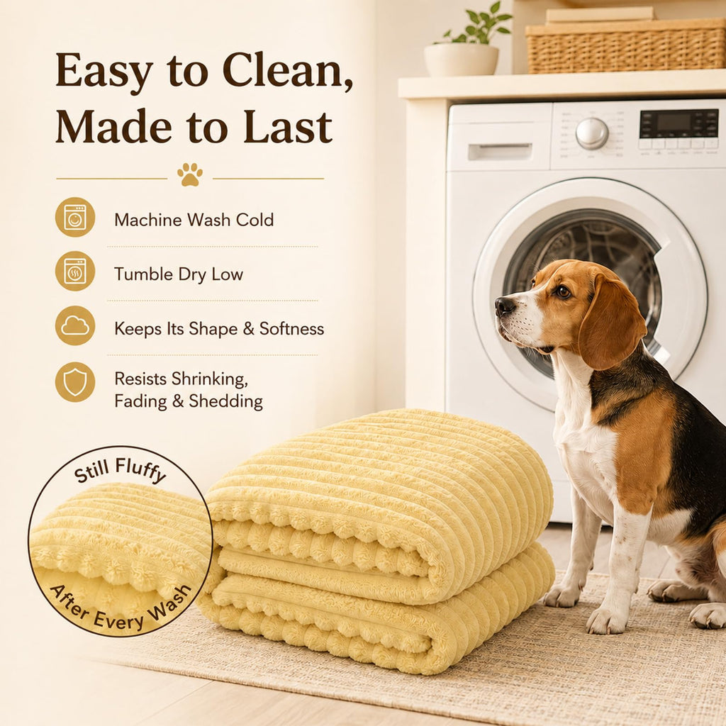 Yellow Rabbit Hair Plush Pet Blanket V445437