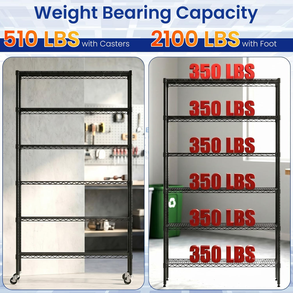 Black Adjustable Metal Wire Shelving Unit V67948