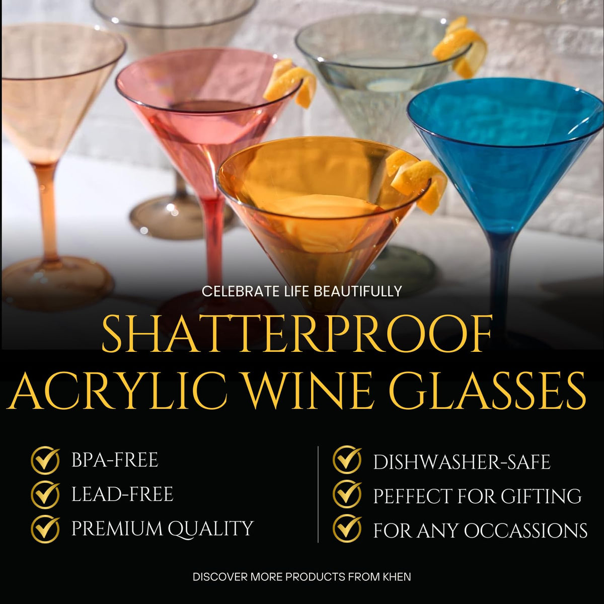 Set of 6 Shatterproof Acrylic Tritan Glasses T13149