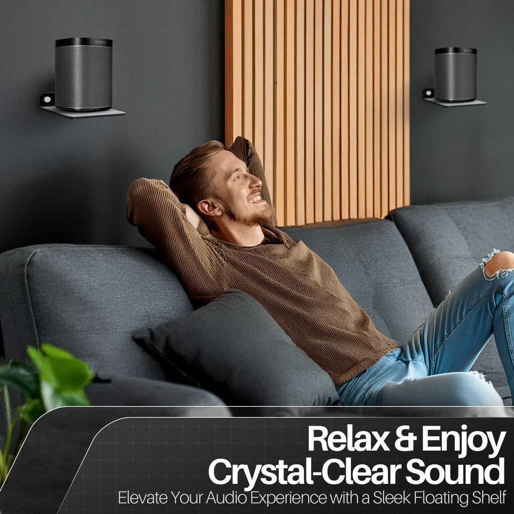 Black Acrylic 9 Inch 2 Pack Floating Speaker Shelf Wall Mount U959812