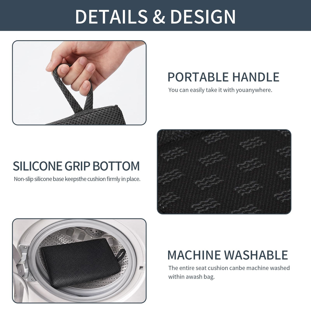Portable Extra Thick Stadium Seat Cushion 2 Pack Gray E247691