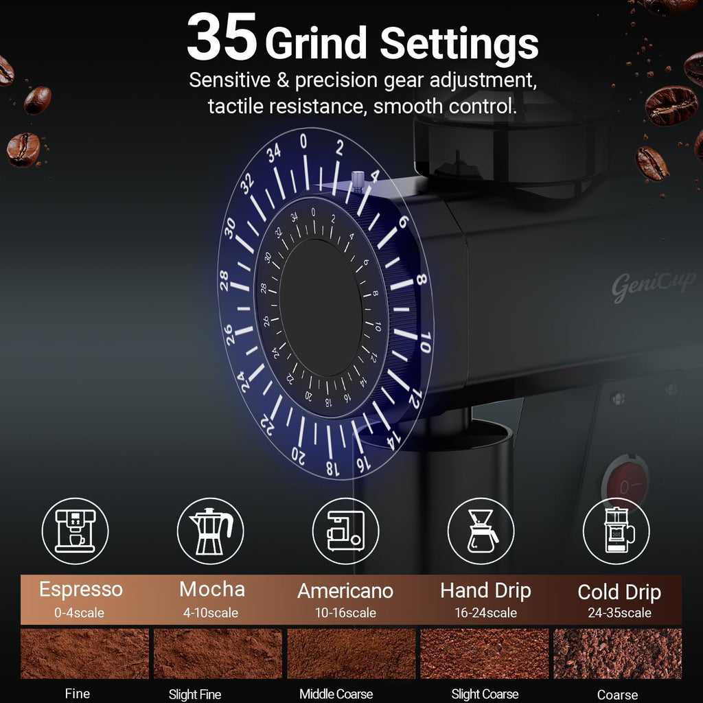 64mm Flat Burr Coffee Grinder with 35 Grind Settings D47192