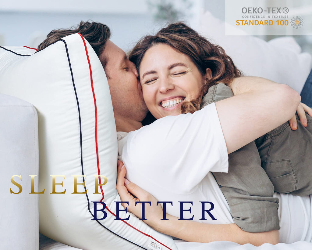 Queen Size Set of 2 Cooling Down Alternative Gusseted Pillows C6818