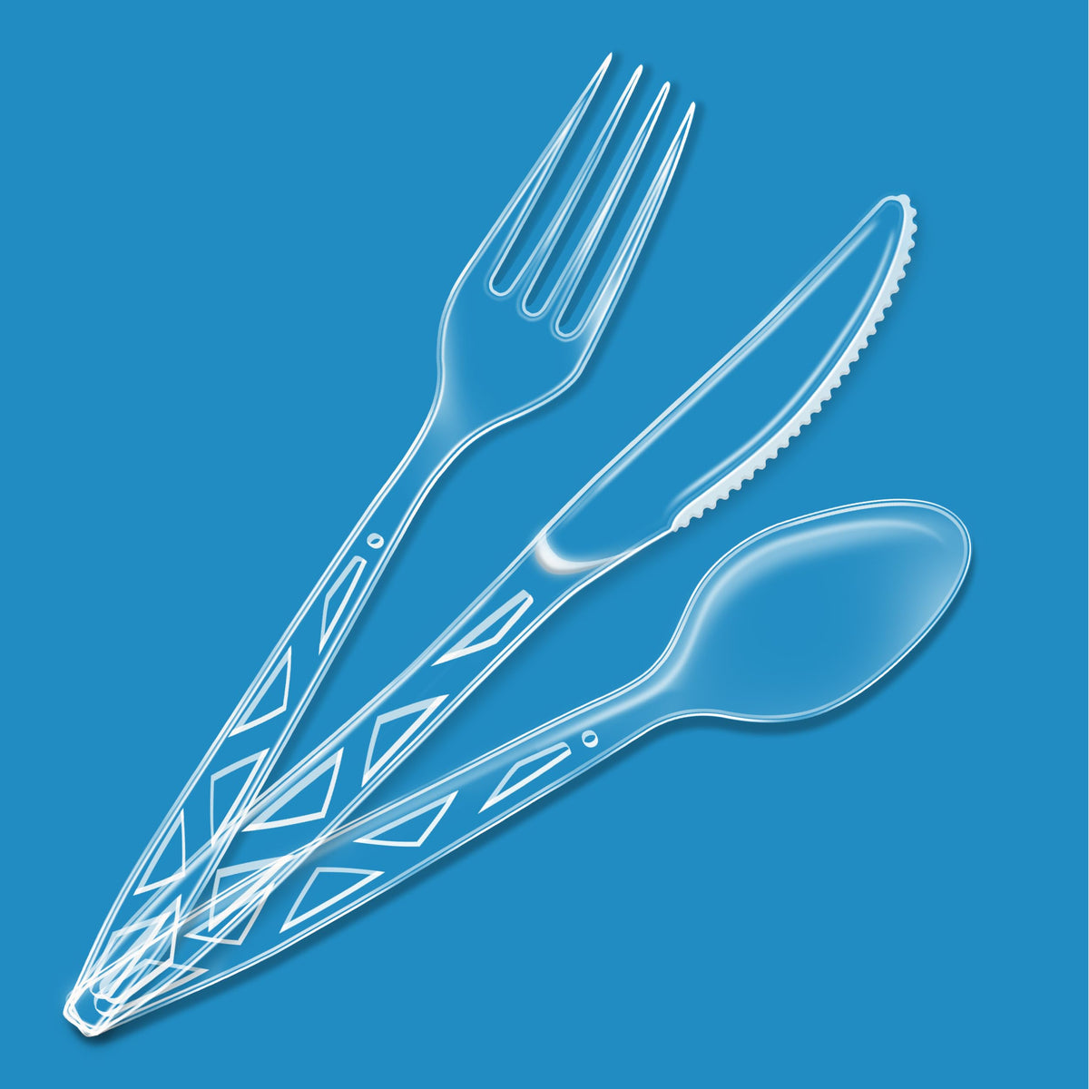 Clear Plastic Cutlery Set, 192 Count Combo Forks, Spoons and Knives Y16354