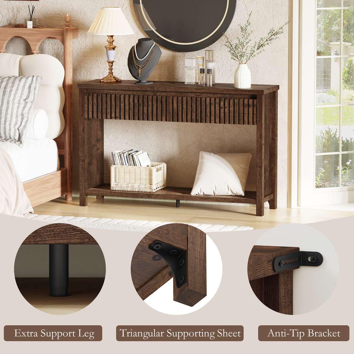 47" Fluted Console Table with Drawers R54163