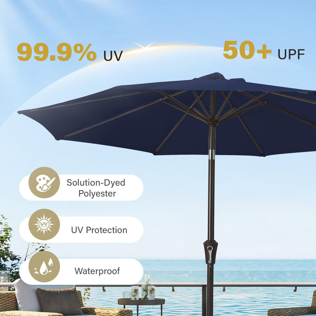 9ft Patio Umbrella with Push Button Tilt and Crank D500