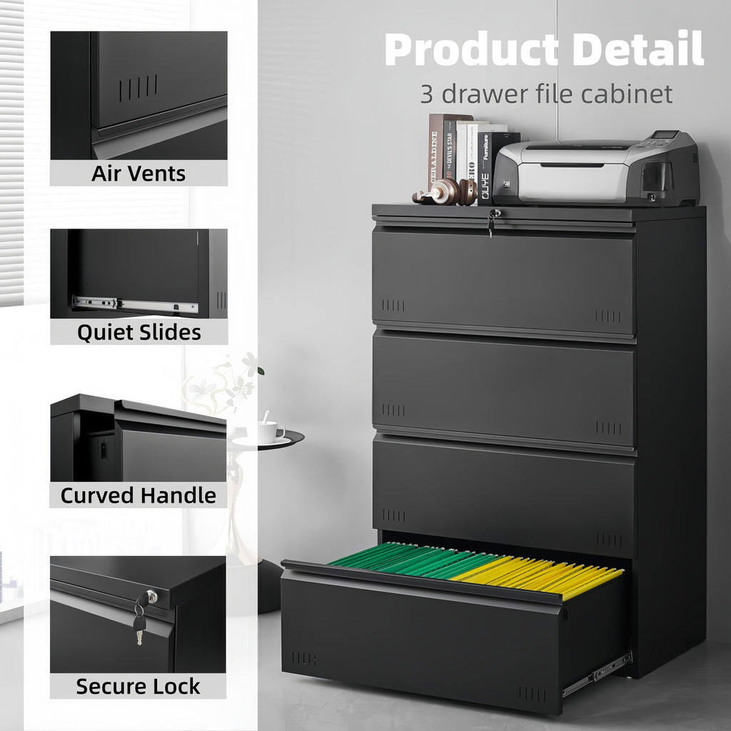 4 Drawer Metal File Cabinet with Lock E38488