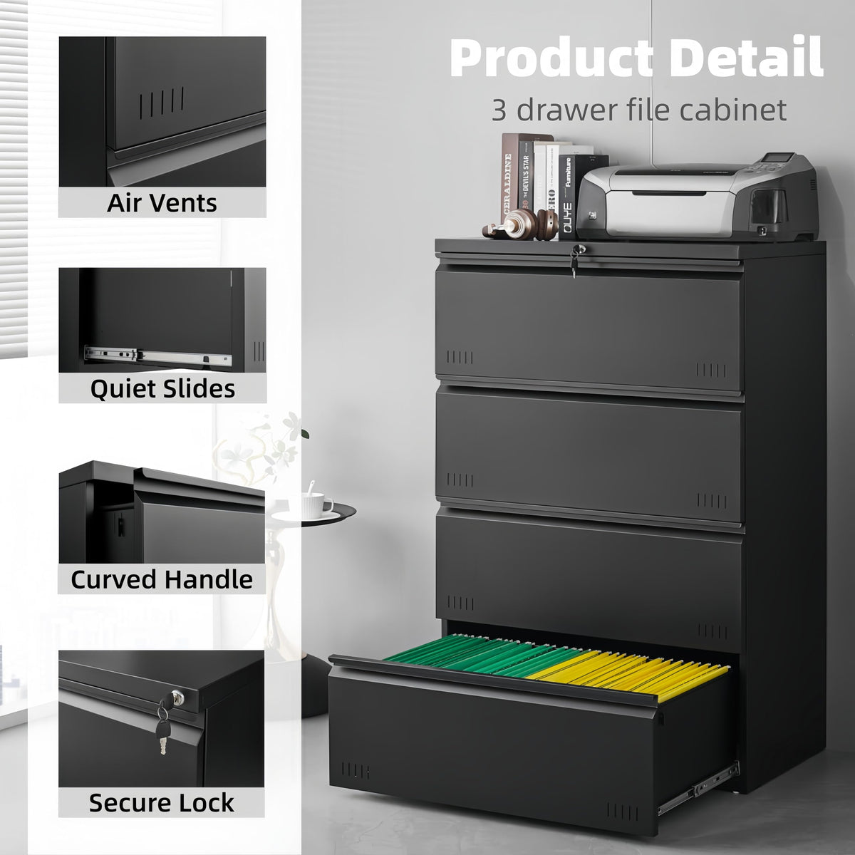 4 Drawer Metal File Cabinet with Lock E38488