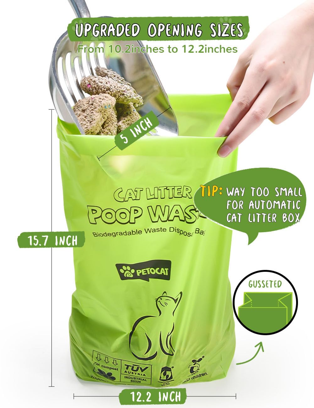Biodegradable Unscented Cat Litter Bags 100 Count U637