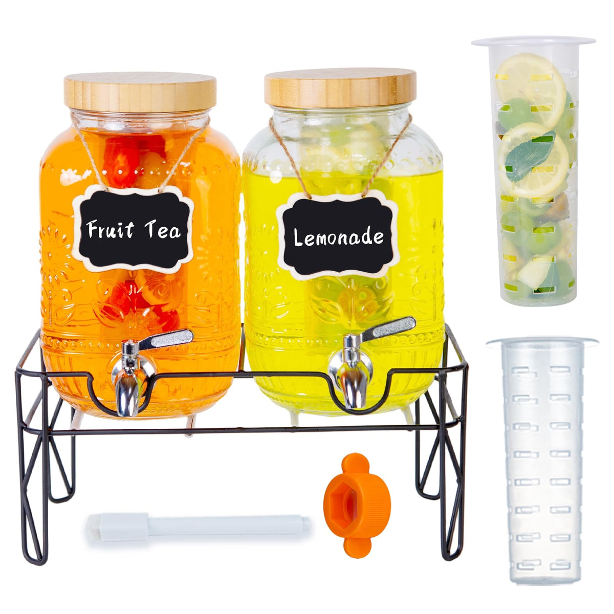 2-Pack 1 Gallon Glass Drink Dispensers with Spigot Q167258