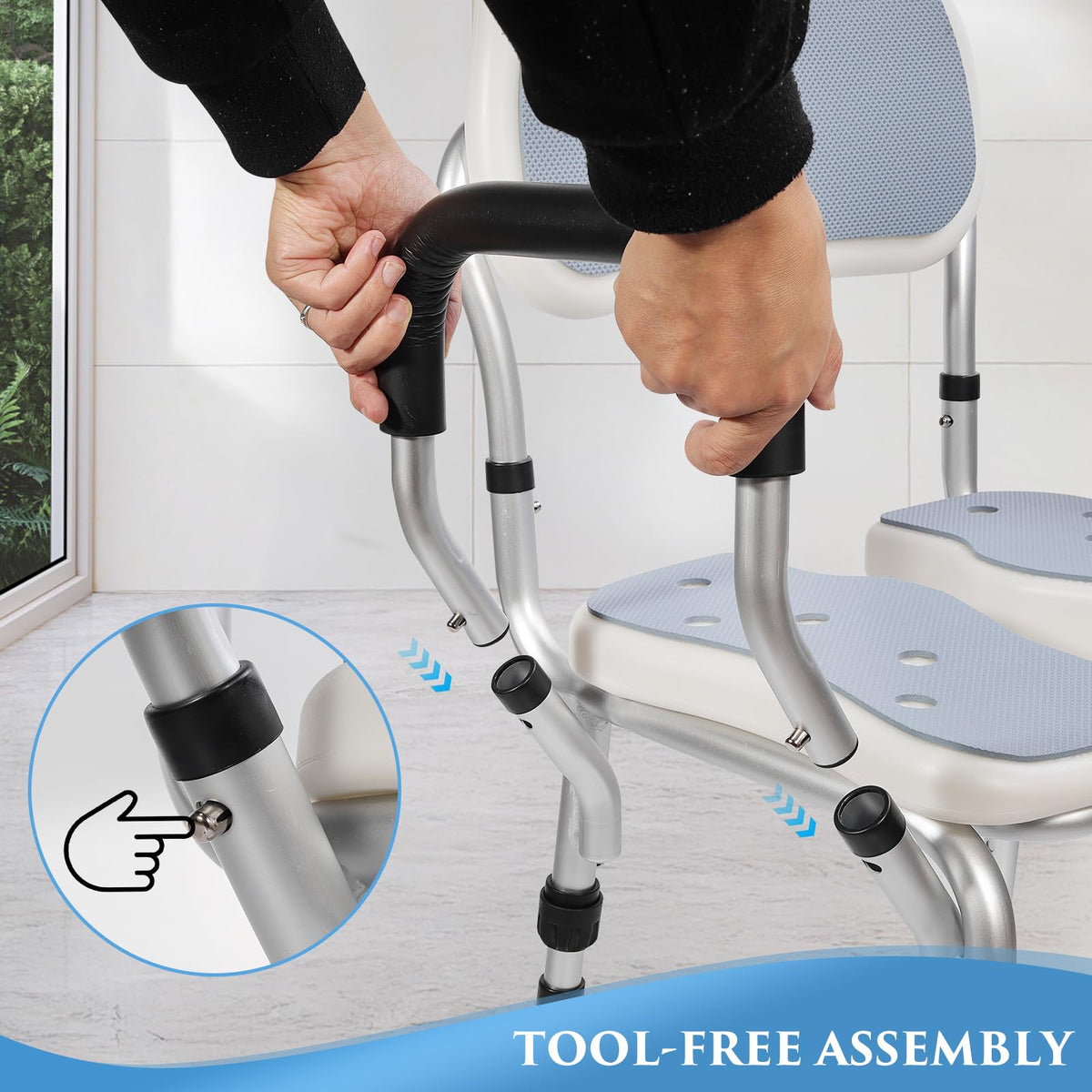 Shower Chair with U-Shaped Seat, Adjustable Height, 350 lb U52463