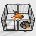 24 Inch 8 Panels Metal Dog Playpen with Door & Stakes A52911