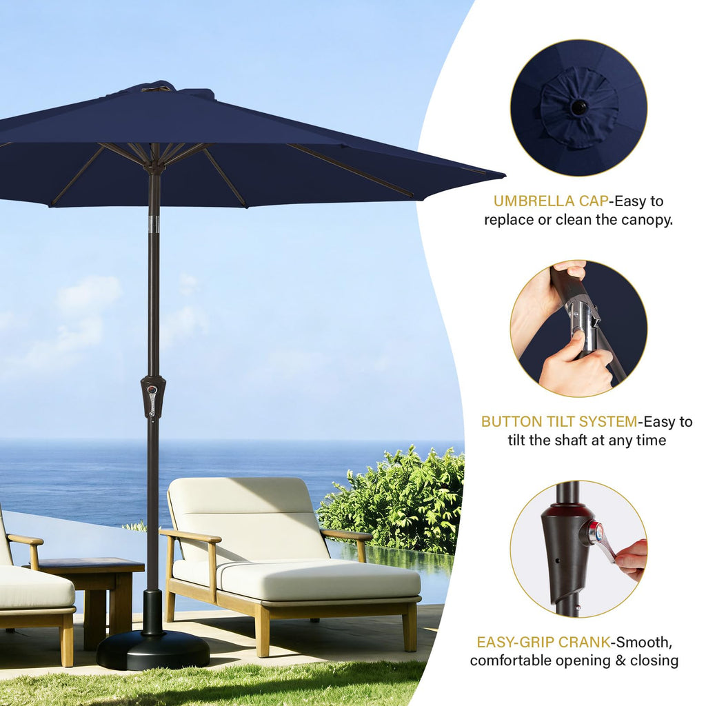 9ft Patio Umbrella with Push Button Tilt and Crank D500
