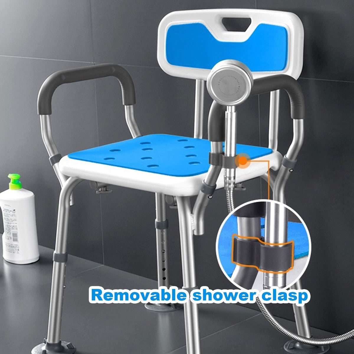 Heavy Duty Shower Chair with Arms Back Padded Adjustable Non-Slip N5005