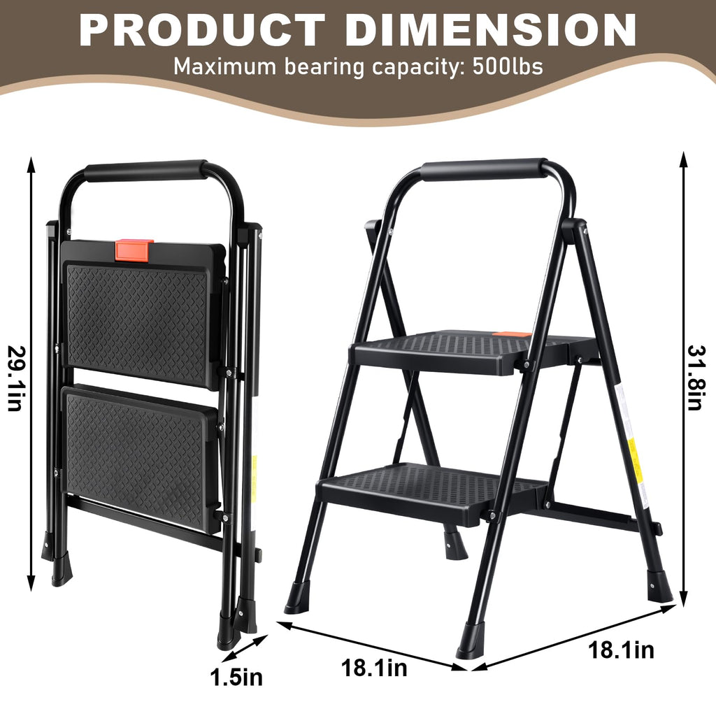 2 Step Steel Ladder with Anti-Slip Pedal D312