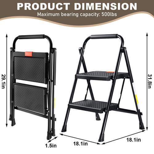 2 Step Steel Ladder with Anti-Slip Pedal D312
