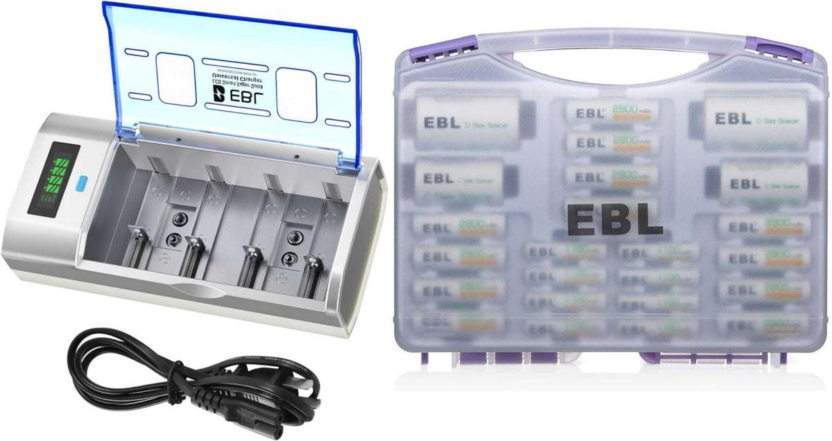 Universal Smart Battery Charger with 12 AA and 8 AAA Batteries K299820
