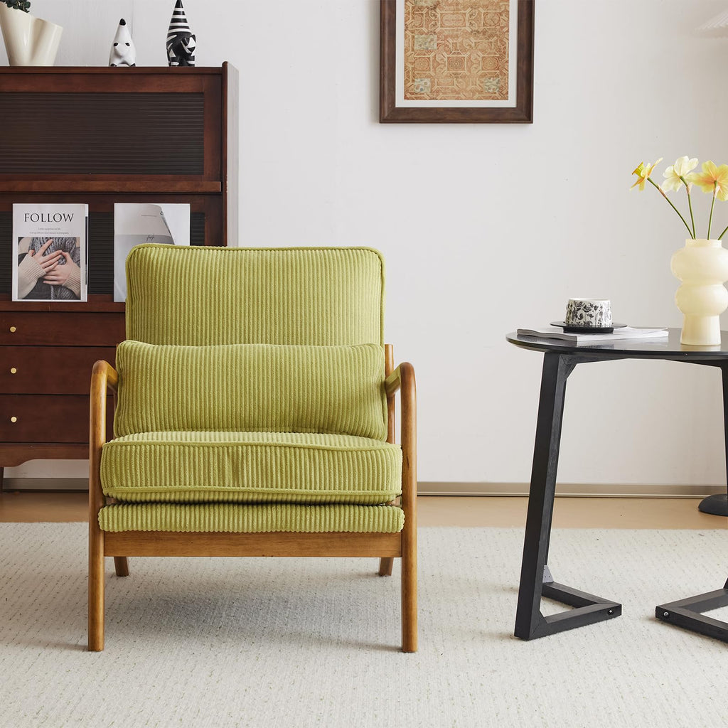 Green Corduroy Accent Chairs Set of 2 E125