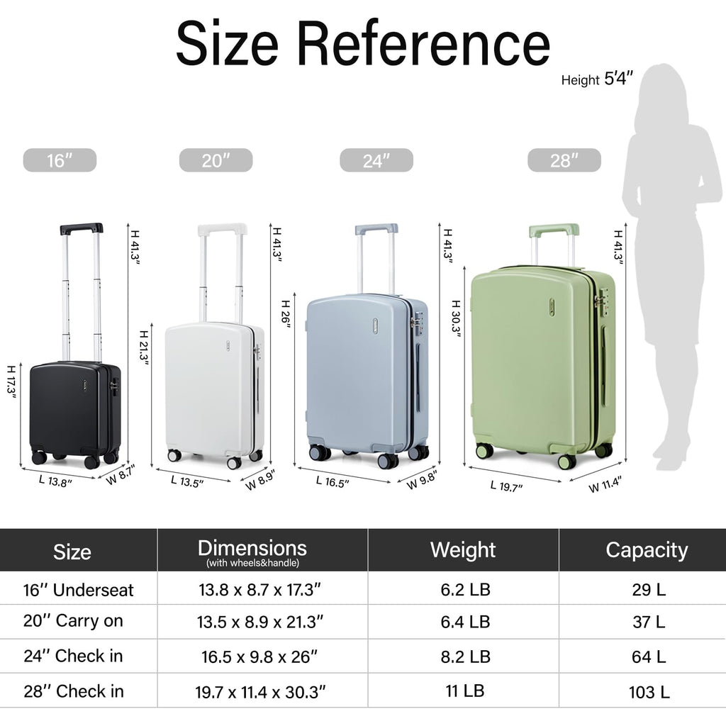 16 Inch Underseat Hard Shell Carry On Luggage with TSA Lock O618