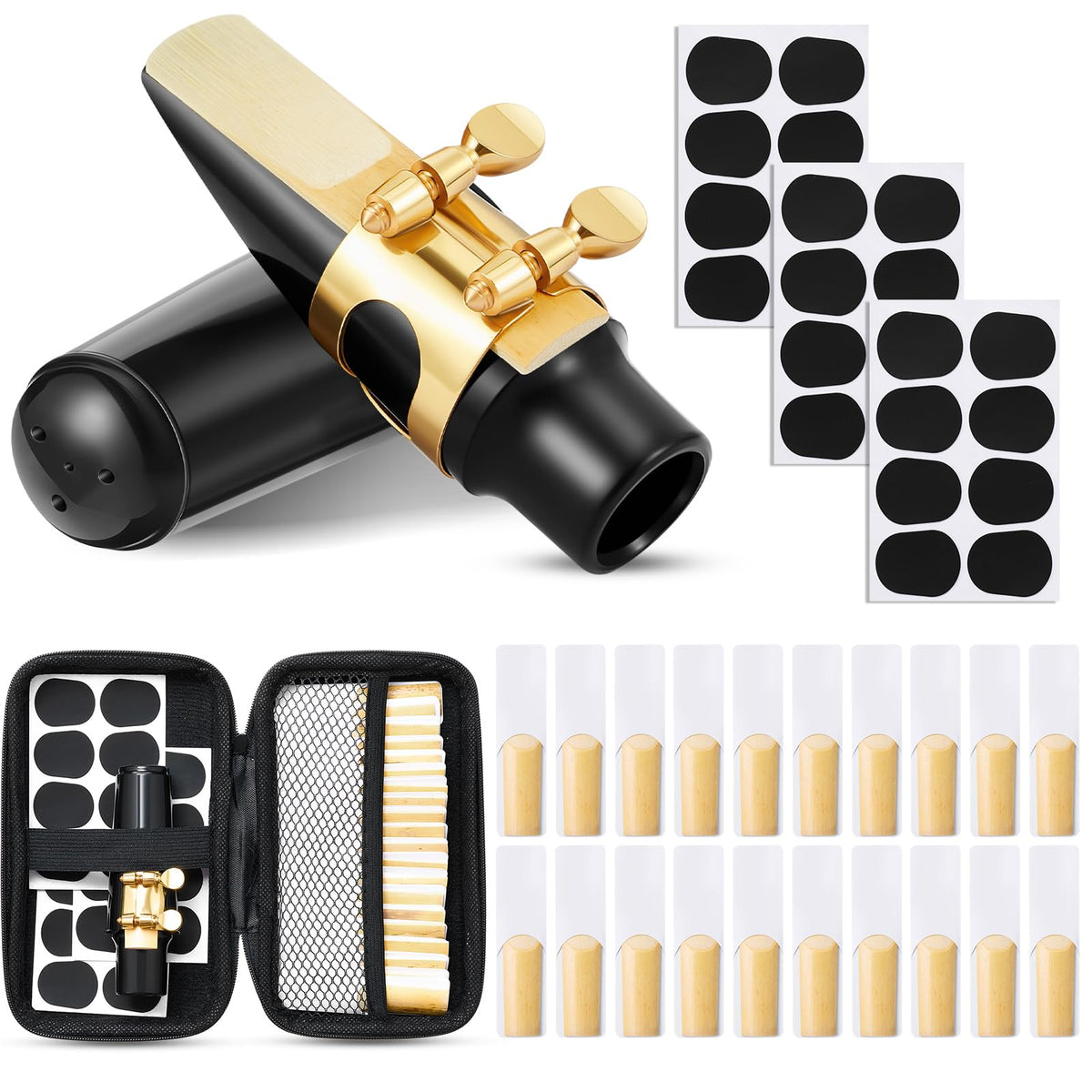 49 Pcs Alto Saxophone Replacement Kit with Mouthpiece Reeds Storage Case P376471