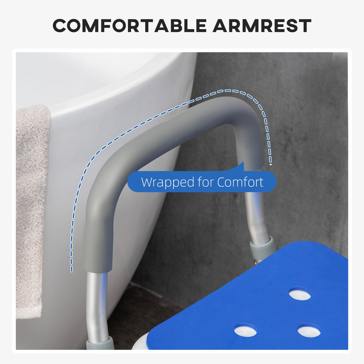 Padded Shower Chair with Arms and Back W752
