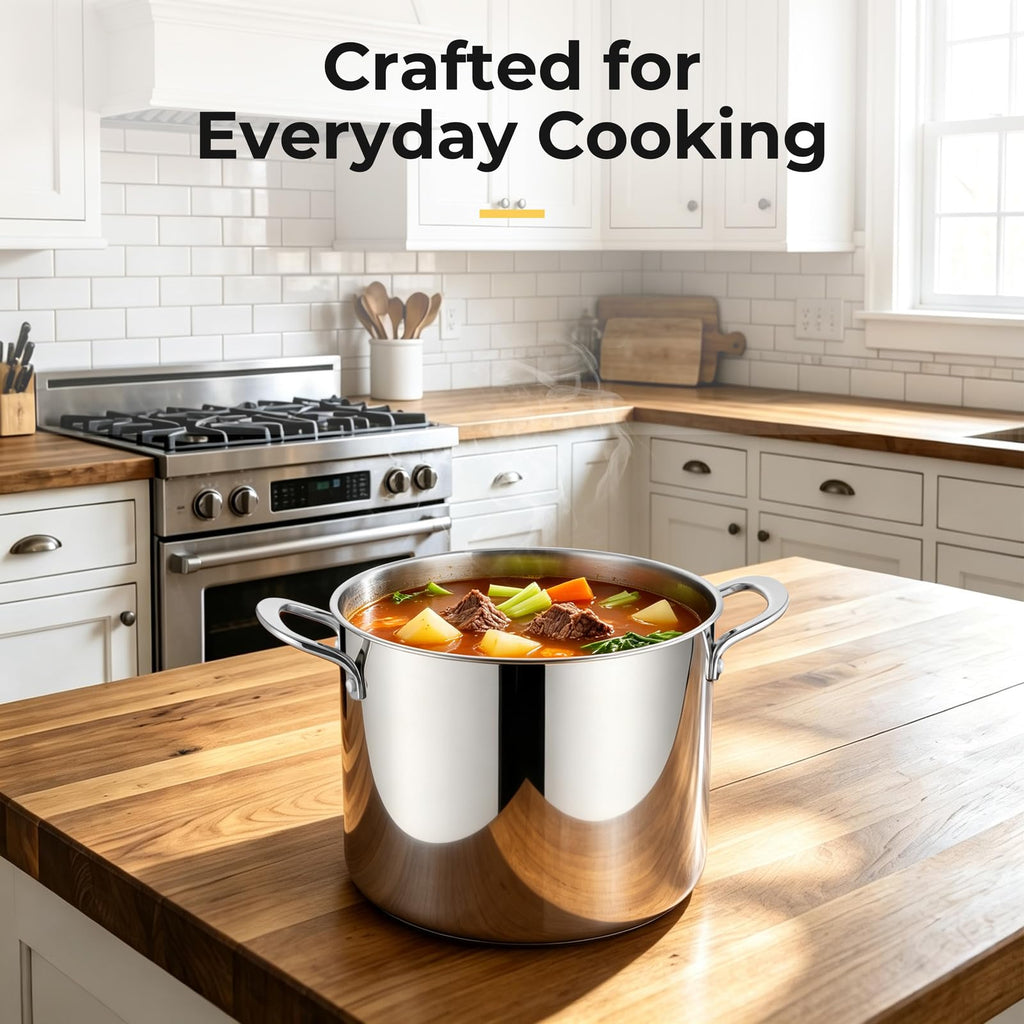 8QT Stainless Steel Stock Pot with Lid K373
