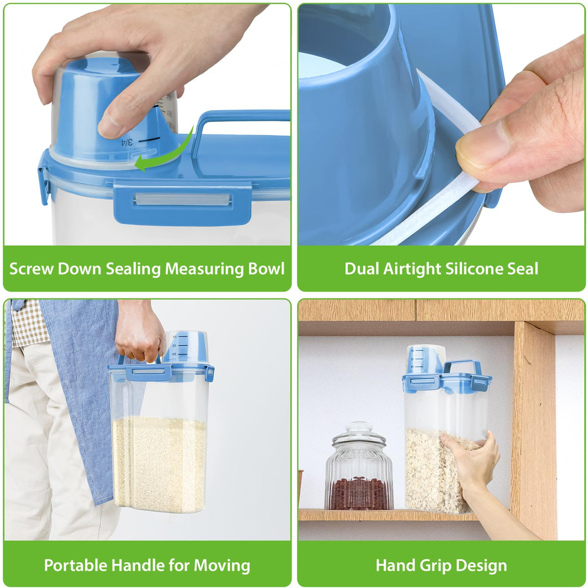 Airtight Rice Storage Container with Measuring Cup K487473