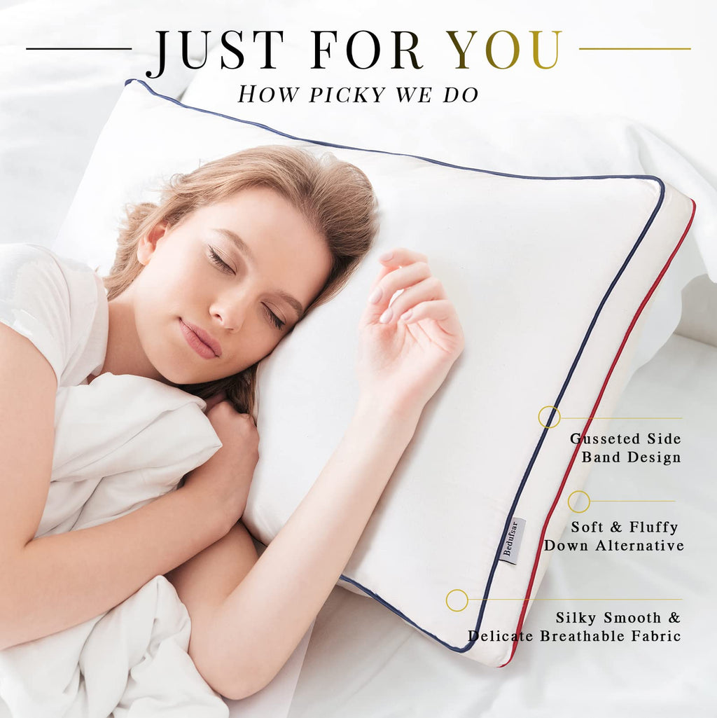 Queen Size Set of 2 Cooling Down Alternative Gusseted Pillows C6818