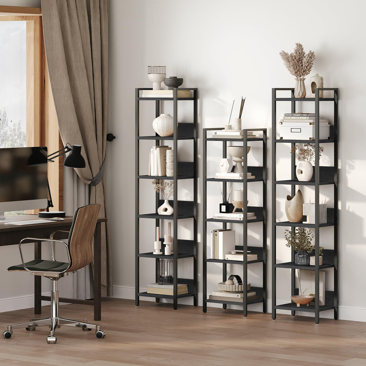 5-Tier Black Bookshelf X297