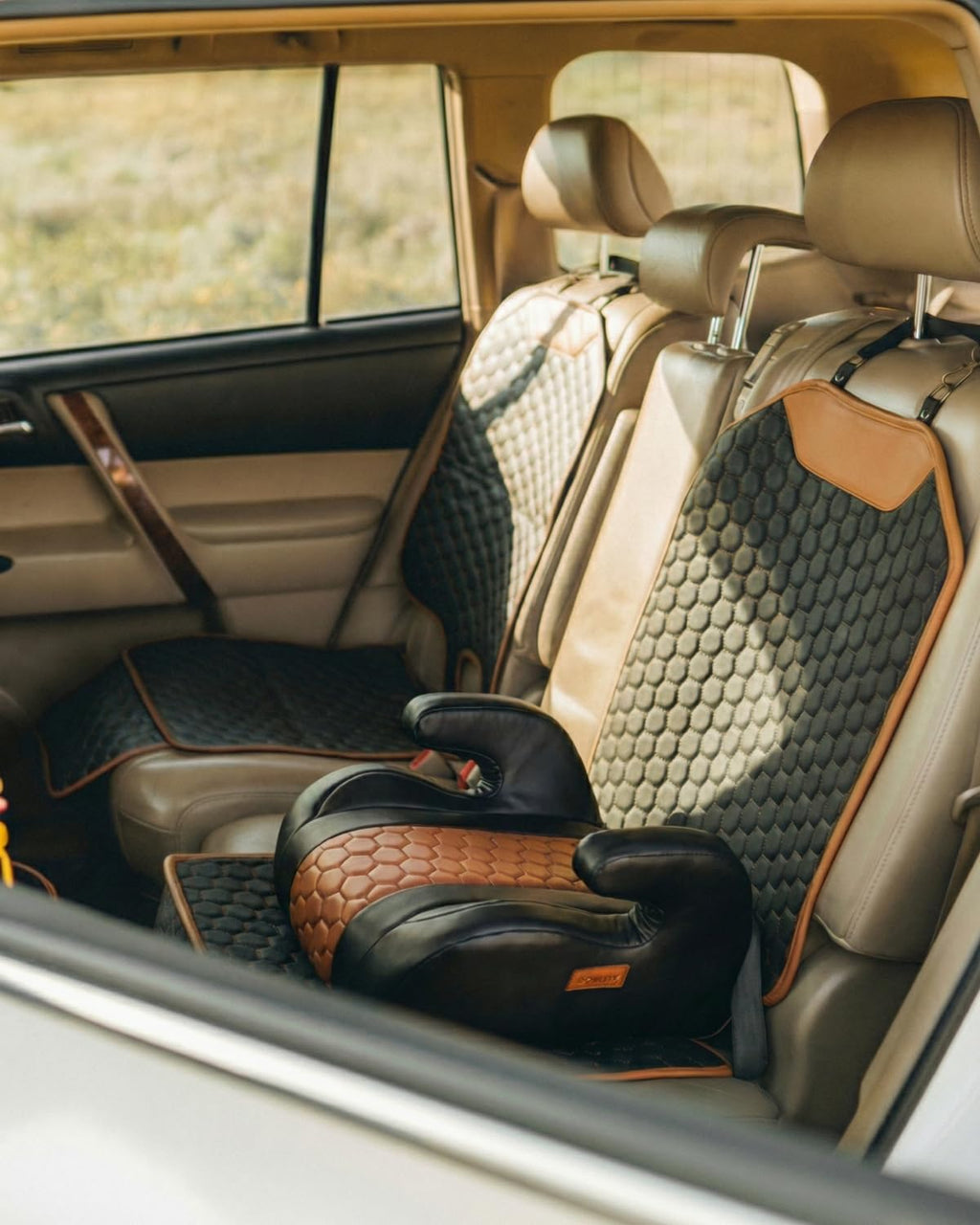 Black-Brown Backless Booster, Waterproof Seat Protector & Backseat Organizer I534115