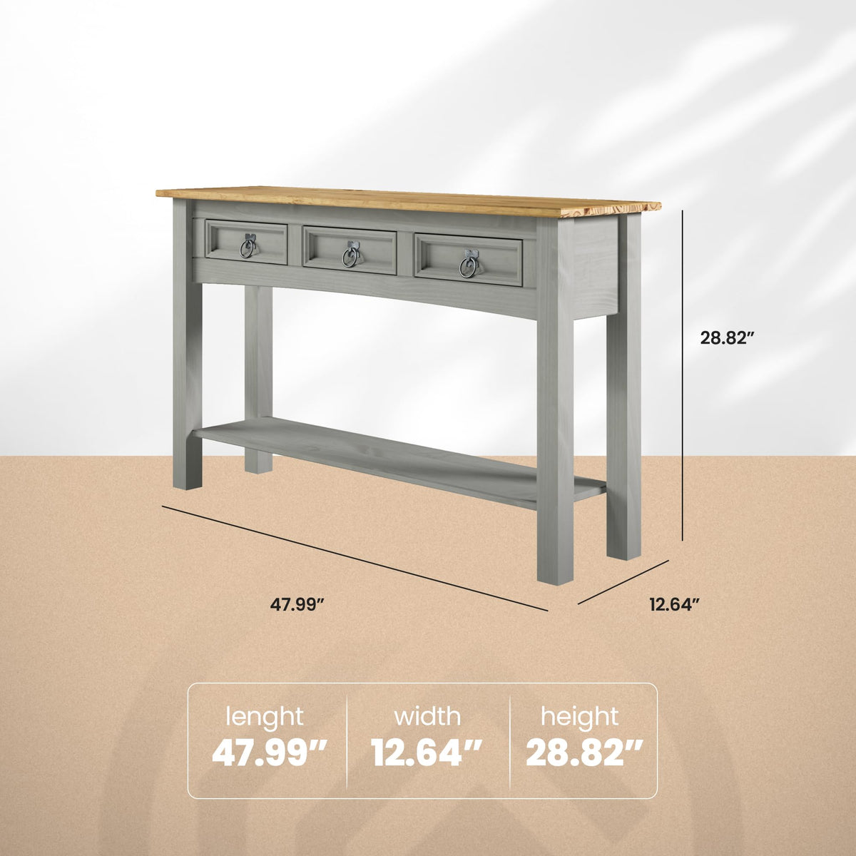 Solid Wood Console Table with 3 Drawers T13738