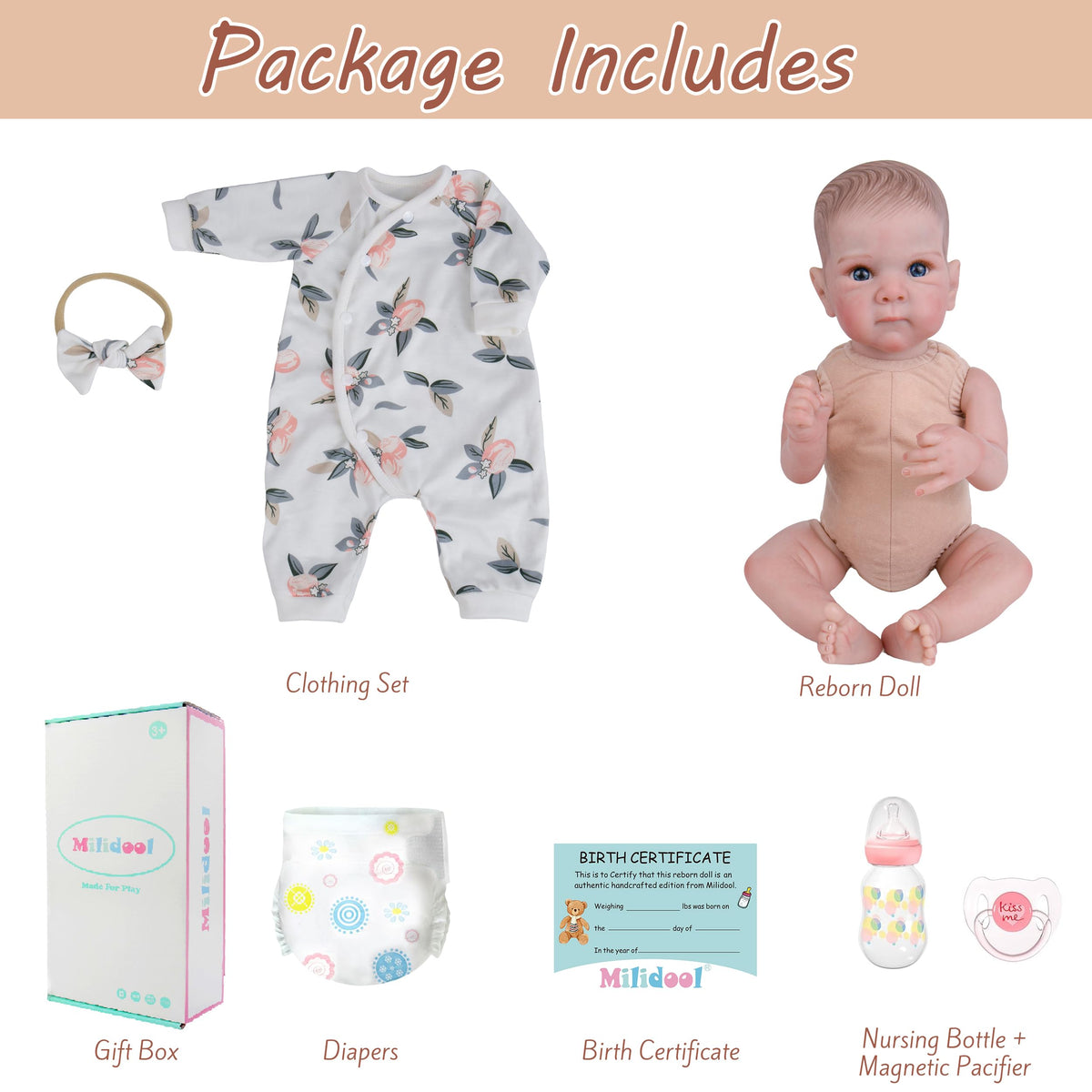 20 Inch Lifelike Reborn Baby Dolls Girl with Poseable Body X268