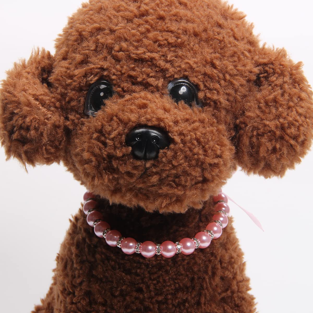 Pearls Necklace Collar with Ribbon Bow Pet Jewelry Pink W12438